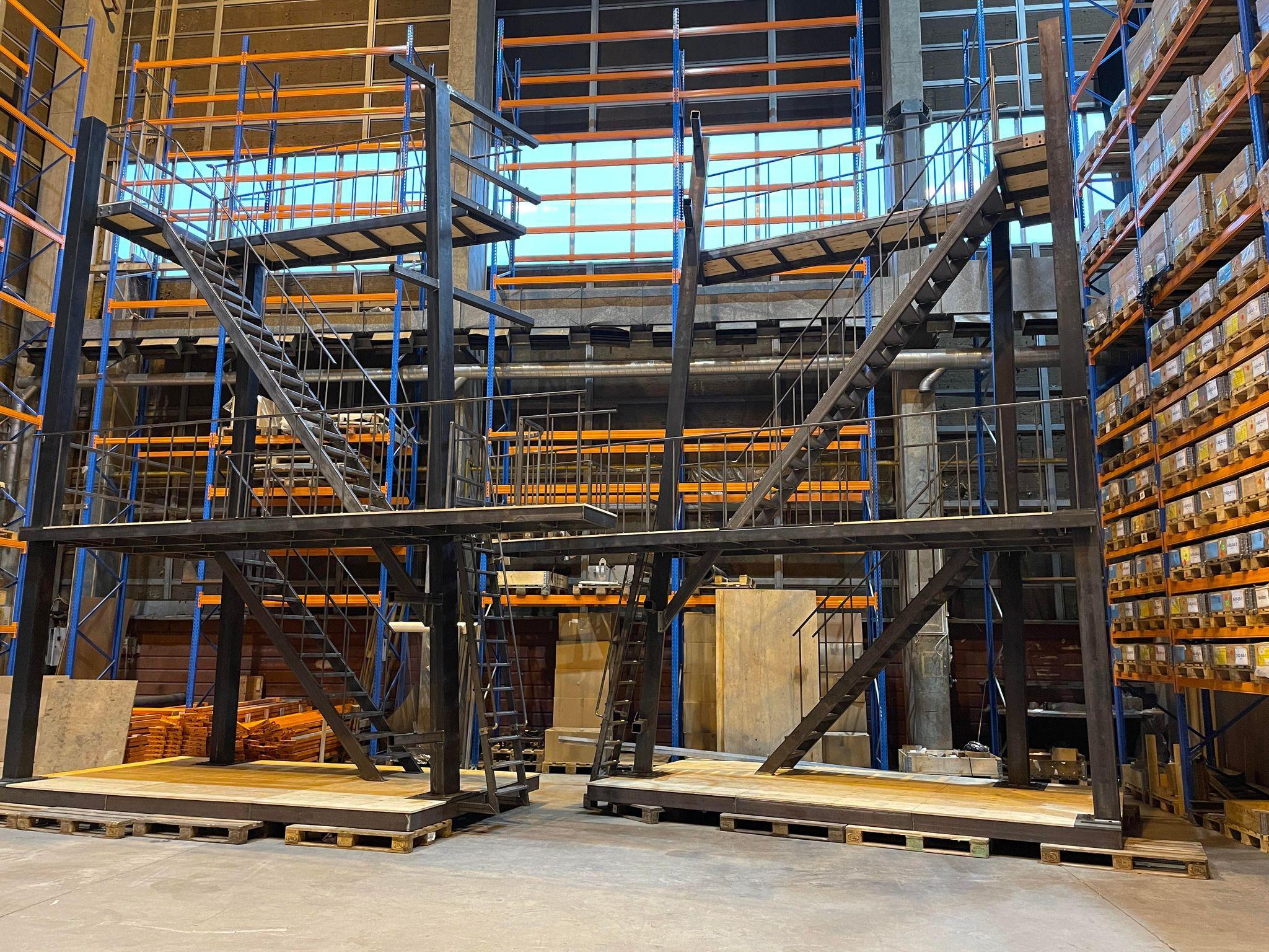 West Side Story staircase set trial-assembled in AKS’s workshop.