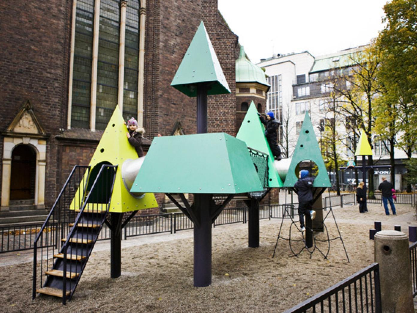 Nikolaj Plads art-playground structures.